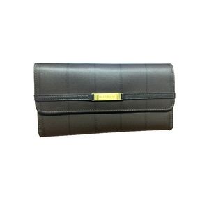 Liz Claiborne Brown Leather Striped Trifold Wallet